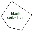 Flowchart: Off-page Connector: black spiky hair
